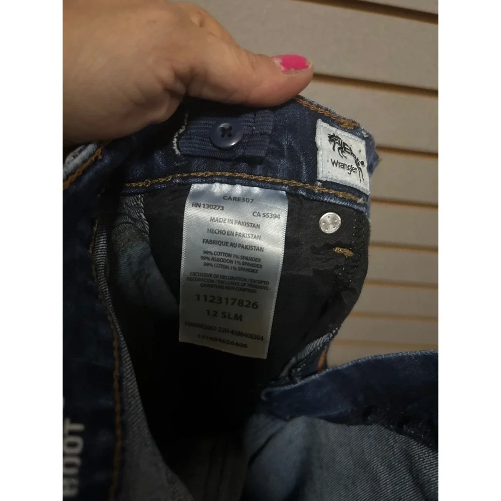 Wrangler Retro Boys Jeans 12 Slim Relaxed Boot Dark Wash Blue Western Cowboy